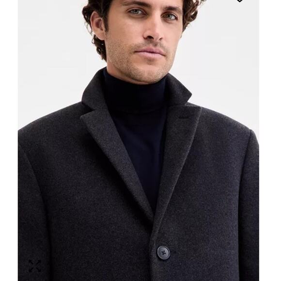 Calvin Klein Mens Prosper Wool Pea Coat Slim Fit 40L Charcoal Gray Overcoat NWOT - Picture 6 of 16